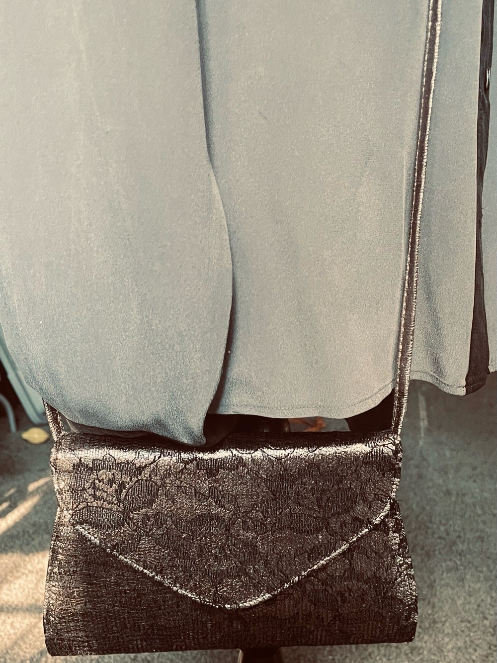 Neiman Marcus Black Lace Envelope Wristlet Crossbody